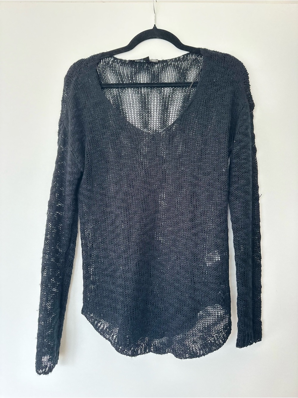 Nordstrom Women's Black Crochet Open-Knit Sweater